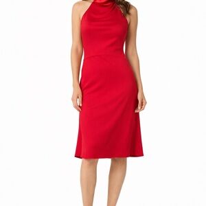 SL Fashions Red Halter Midi Dress